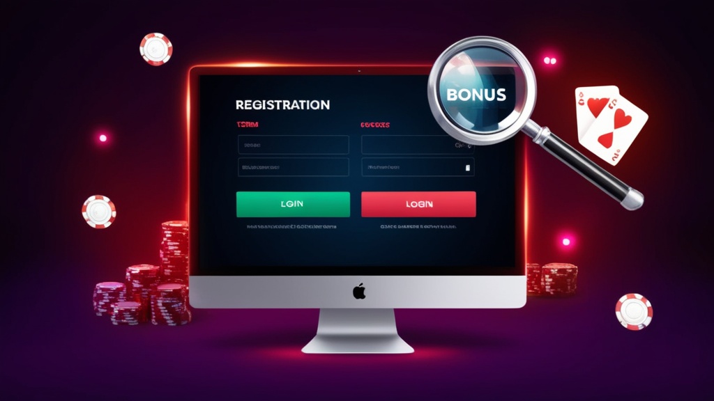 Registrierungsformular mit Bonusbedingungen und Casino-Chips