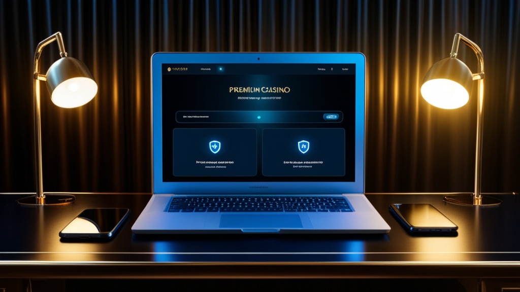 Passwortspeicher auf Laptop und Smartphone in dunkler Casino-Optik