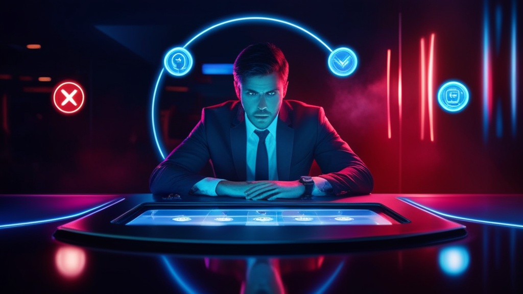 Fehlgeschlagener Login mit Warnsymbolen in dunkler Casino-Atmosphäre